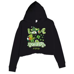 Gnome Shamrock Truck Love RN Life Nurse St Patricks Crop Fleece Hoodie