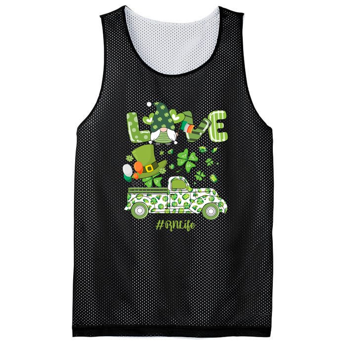 Gnome Shamrock Truck Love RN Life Nurse St Patricks Mesh Reversible Basketball Jersey Tank