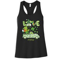 Gnome Shamrock Truck Love RN Life Nurse St Patricks Women's Racerback Tank