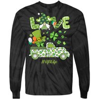 Gnome Shamrock Truck Love RN Life Nurse St Patricks Tie-Dye Long Sleeve Shirt