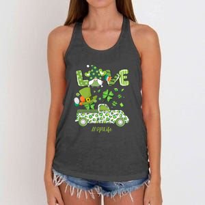 Gnome Shamrock Truck Love RN Life Nurse St Patricks Women's Knotted Racerback Tank