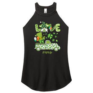 Gnome Shamrock Truck Love RN Life Nurse St Patricks Women's Perfect Tri Rocker Tank