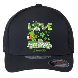 Gnome Shamrock Truck Love Scrub Life Nurse St Patricks Day Flexfit Unipanel Trucker Cap