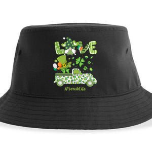 Gnome Shamrock Truck Love Scrub Life Nurse St Patricks Day Sustainable Bucket Hat