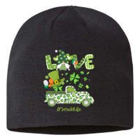 Gnome Shamrock Truck Love Scrub Life Nurse St Patricks Day Sustainable Beanie