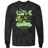 Gnome Shamrock Truck Love Scrub Life Nurse St Patricks Day Tie-Dye Long Sleeve Shirt