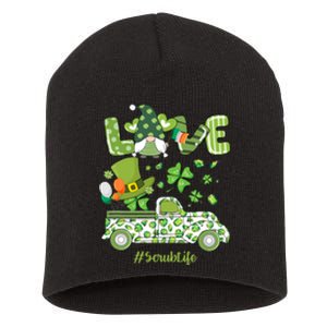 Gnome Shamrock Truck Love Scrub Life Nurse St Patricks Day Short Acrylic Beanie