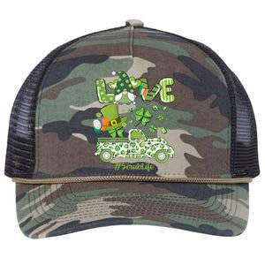 Gnome Shamrock Truck Love Scrub Life Nurse St Patricks Day Retro Rope Trucker Hat Cap