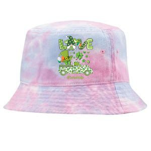 Gnome Shamrock Truck Love Scrub Life Nurse St Patricks Day Tie-Dyed Bucket Hat