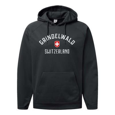 Grindelwald Switzerland T Swiss Flag Grindelwald Performance Fleece Hoodie