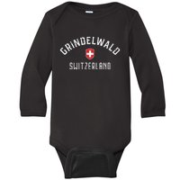 Grindelwald Switzerland T Swiss Flag Grindelwald Baby Long Sleeve Bodysuit