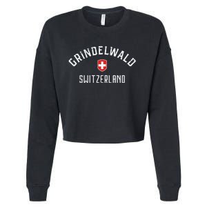 Grindelwald Switzerland T Swiss Flag Grindelwald Cropped Pullover Crew