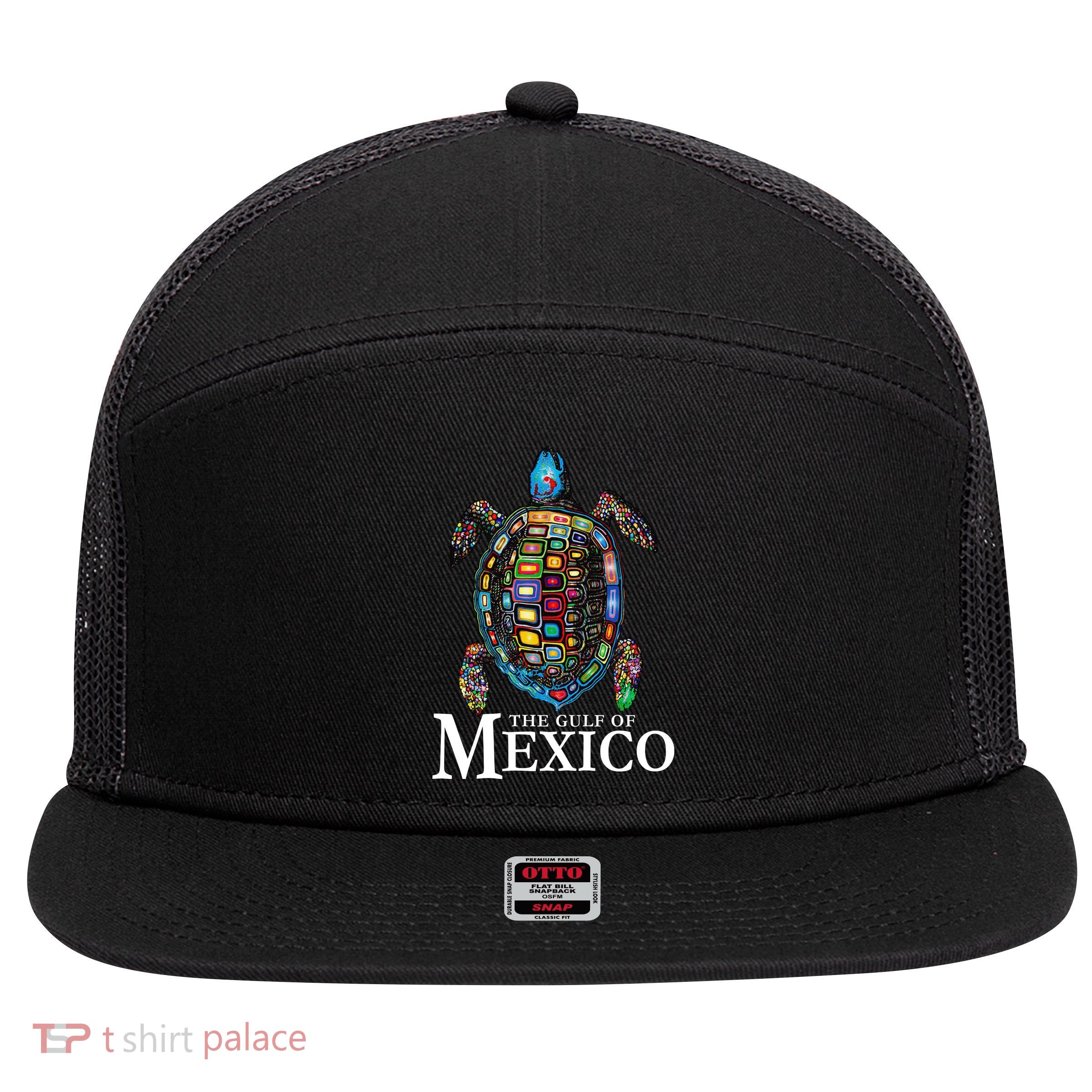 Graphic Sea Turtle Gulf Of Mexico Never Forget Trump 7 Panel Mesh Trucker Snapback Hat