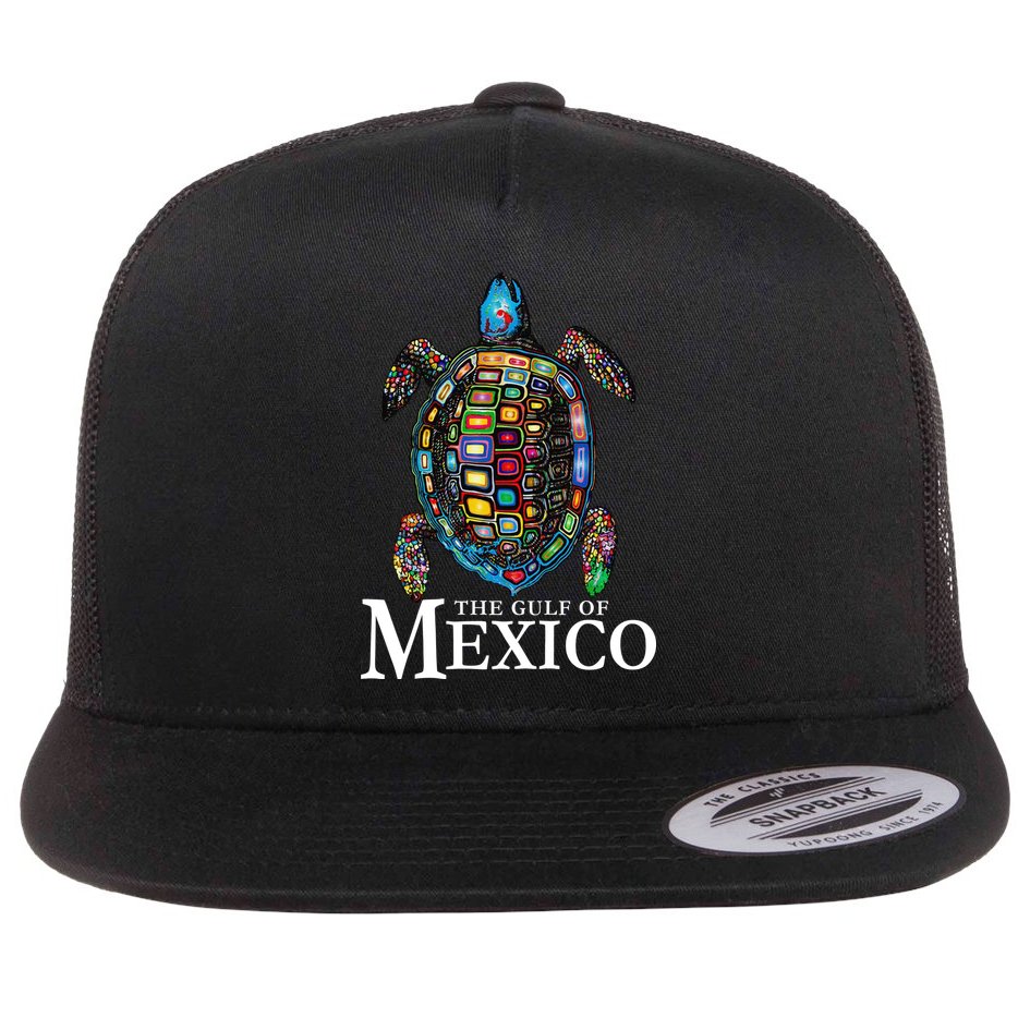 Graphic Sea Turtle Gulf Of Mexico Never Forget Trump Flat Bill Trucker Hat
