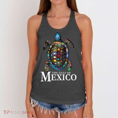 Graphic Sea Turtle Gulf Of Mexico Never Forget Trump Women's Knotted Racerback Tank