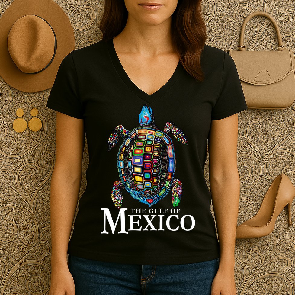 Graphic Sea Turtle Gulf Of Mexico Never Forget Trump Women's V-Neck T-Shirt