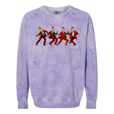 Group Santa Trump Dancing Xmas Funny President Supporter Great Gift Colorblast Crewneck Sweatshirt