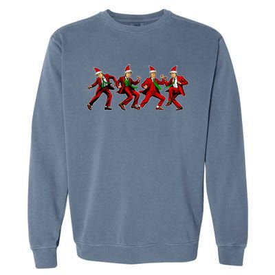 Group Santa Trump Dancing Xmas Funny President Supporter Great Gift Garment-Dyed Sweatshirt