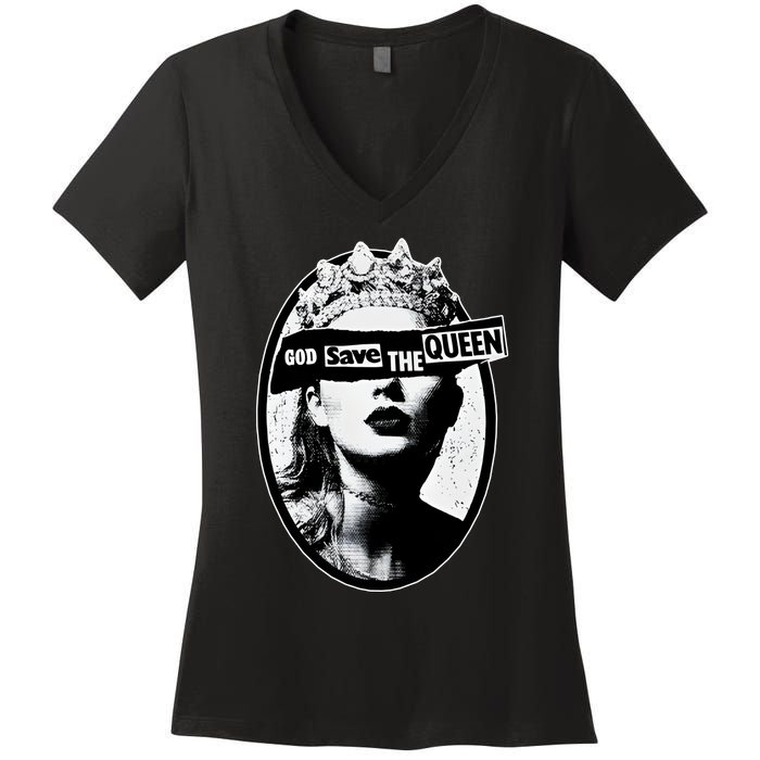 God Save The Queen God Save Queen Reputation Era Inspired Women's V-Neck T-Shirt