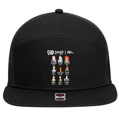 God Says That I Am Princess Squad 7 Panel Mesh Trucker Snapback Hat