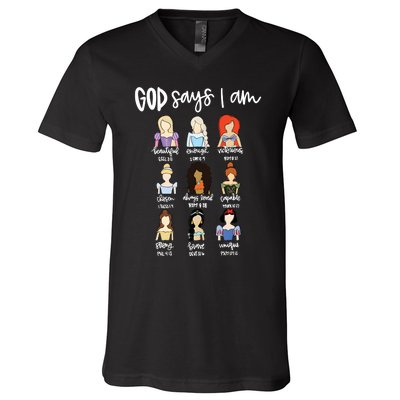 God Says That I Am Princess Squad V-Neck T-Shirt