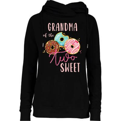 Grandma Sweet Two Donut Birthday Party Theme Womens Funnel Neck Pullover Hood