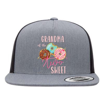 Grandma Sweet Two Donut Birthday Party Theme Flat Bill Trucker Hat