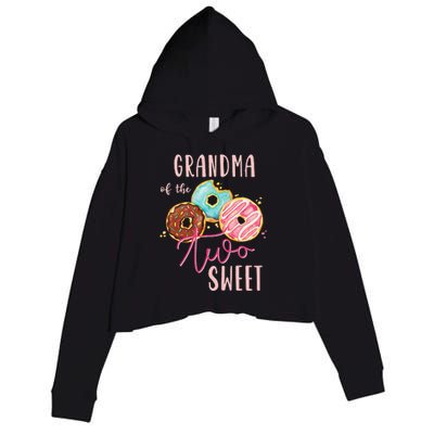 Grandma Sweet Two Donut Birthday Party Theme Crop Fleece Hoodie