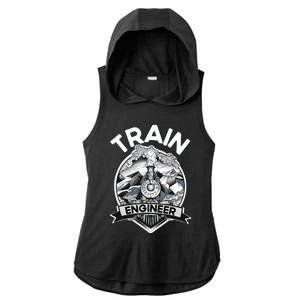 Goth Steam Train Engineer Railroad Worker Model Railway Fan Ladies PosiCharge Tri-Blend Wicking Draft Hoodie Tank