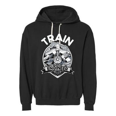 Goth Steam Train Engineer Railroad Worker Model Railway Fan Garment-Dyed Fleece Hoodie