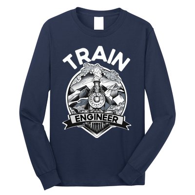 Goth Steam Train Engineer Railroad Worker Model Railway Fan Long Sleeve Shirt