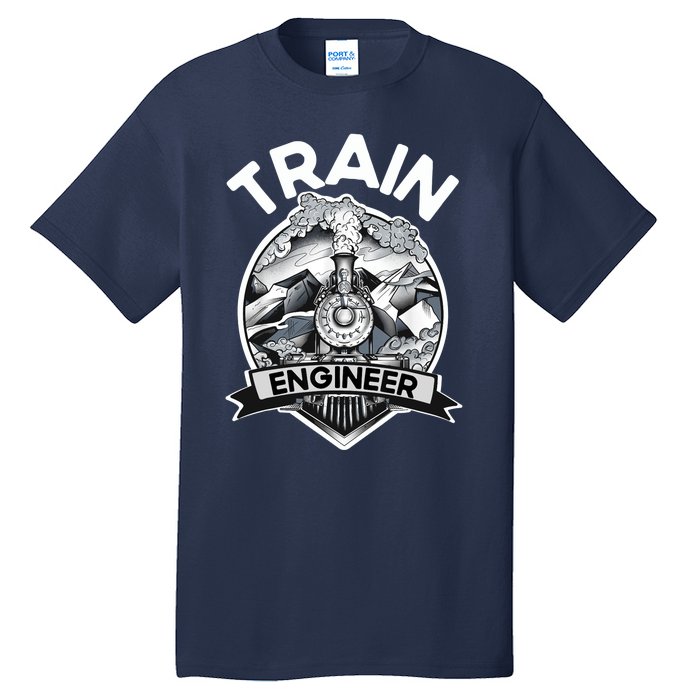 Goth Steam Train Engineer Railroad Worker Model Railway Fan Tall T-Shirt