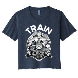 Goth Steam Train Engineer Railroad Worker Model Railway Fan Women's Crop Top Tee