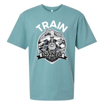 Goth Steam Train Engineer Railroad Worker Model Railway Fan Sueded Cloud Jersey T-Shirt