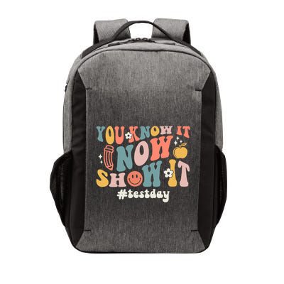 Groovy State Testing Day Teacher You Know It Now Show It Vector Backpack
