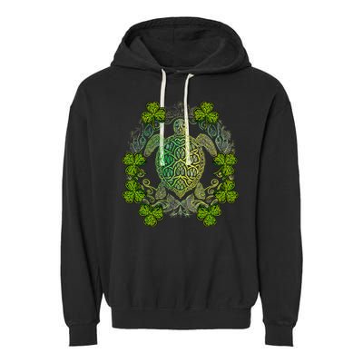 Green Sea Turtle Mandala Irish Shamrock Clover St Patricks Garment-Dyed Fleece Hoodie