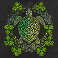 Green Sea Turtle Mandala Irish Shamrock Clover St Patricks 7 Panel Mesh Trucker Snapback Hat