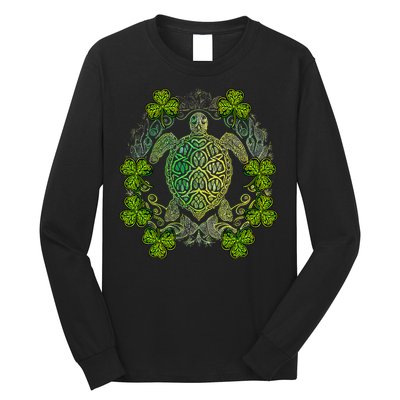Green Sea Turtle Mandala Irish Shamrock Clover St Patricks Long Sleeve Shirt