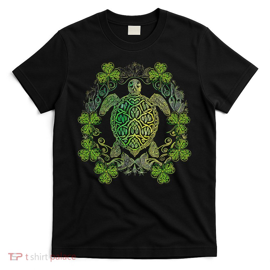 Green Sea Turtle Mandala Irish Shamrock Clover St Patricks T-Shirt
