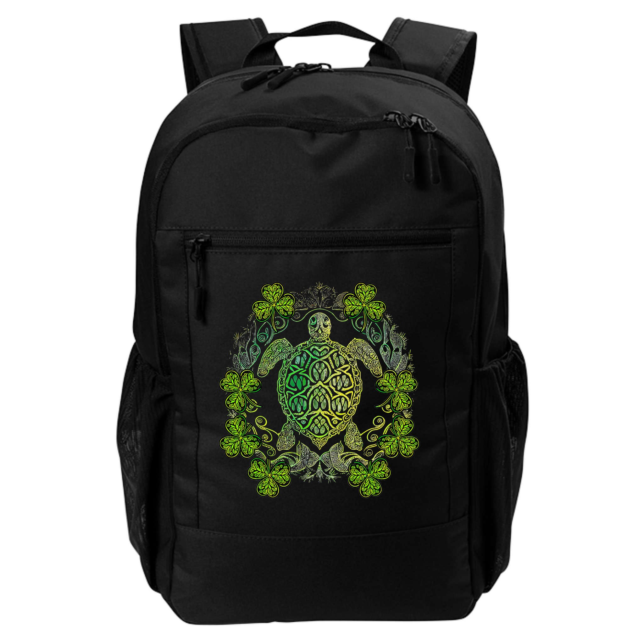 Green Sea Turtle Mandala Irish Shamrock Clover St Patricks Backpack
