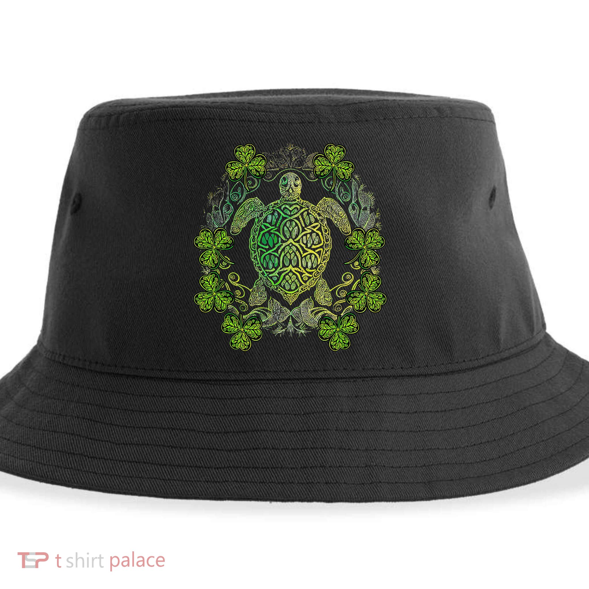 Green Sea Turtle Mandala Irish Shamrock Clover St Patricks Sustainable Bucket Hat