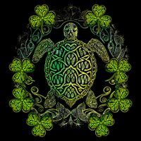 Green Sea Turtle Mandala Irish Shamrock Clover St Patricks Button