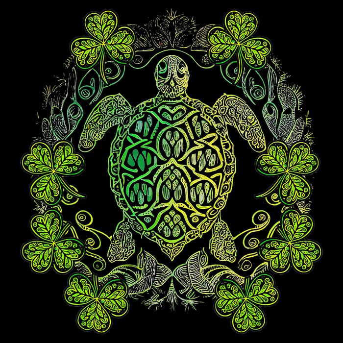 Green Sea Turtle Mandala Irish Shamrock Clover St Patricks Button