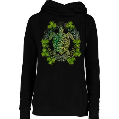 Green Sea Turtle Mandala Irish Shamrock Clover St Patricks Womens Funnel Neck Pullover Hood