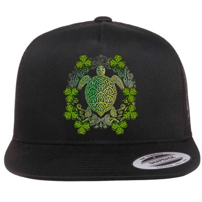 Green Sea Turtle Mandala Irish Shamrock Clover St Patricks Flatbill Hat