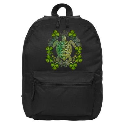 Green Sea Turtle Mandala Irish Shamrock Clover St Patricks 16 in Basic Backpack