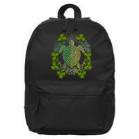 Green Sea Turtle Mandala Irish Shamrock Clover St Patricks 16 in Basic Backpack