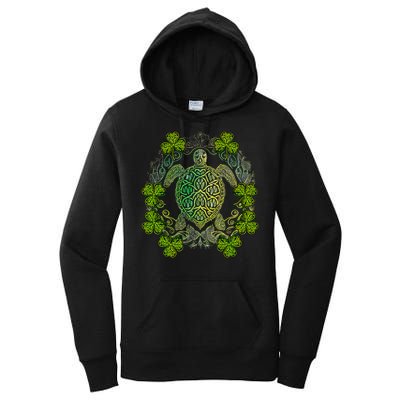 Green Sea Turtle Mandala Irish Shamrock Clover St Patricks Women's Pullover Hoodie