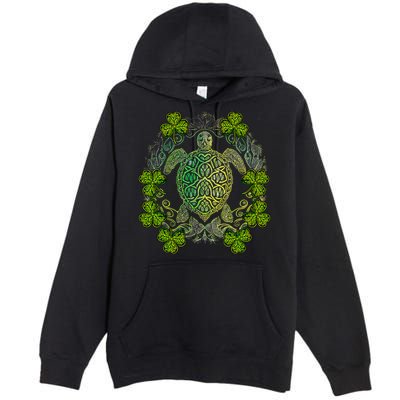 Green Sea Turtle Mandala Irish Shamrock Clover St Patricks Premium Pullover Hoodie
