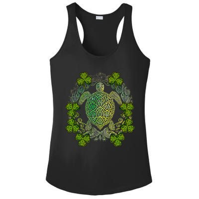 Green Sea Turtle Mandala Irish Shamrock Clover St Patricks Ladies PosiCharge Competitor Racerback Tank